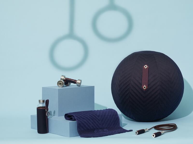 A collection of fitness equipment padded with cashmere