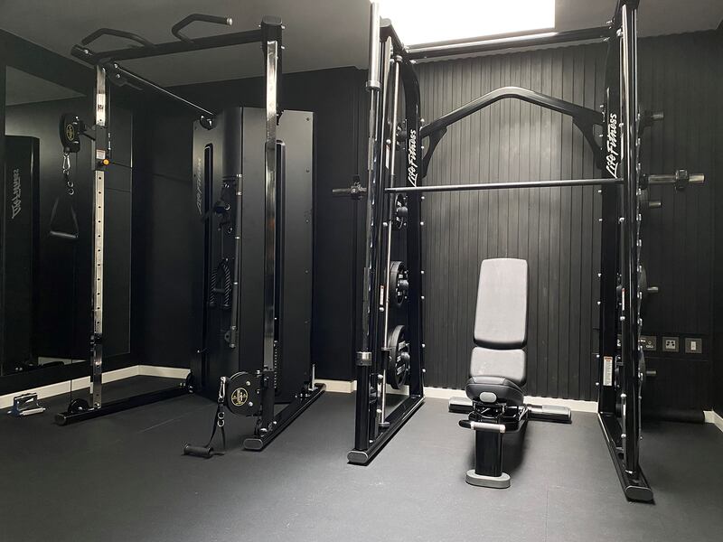 Contemporary home gym featuring specialist equipment