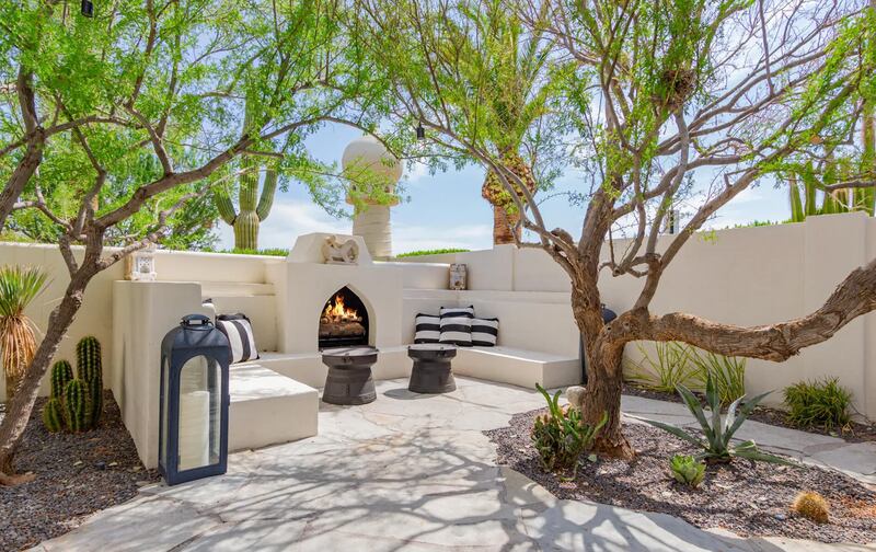 Adobe-style fireplace